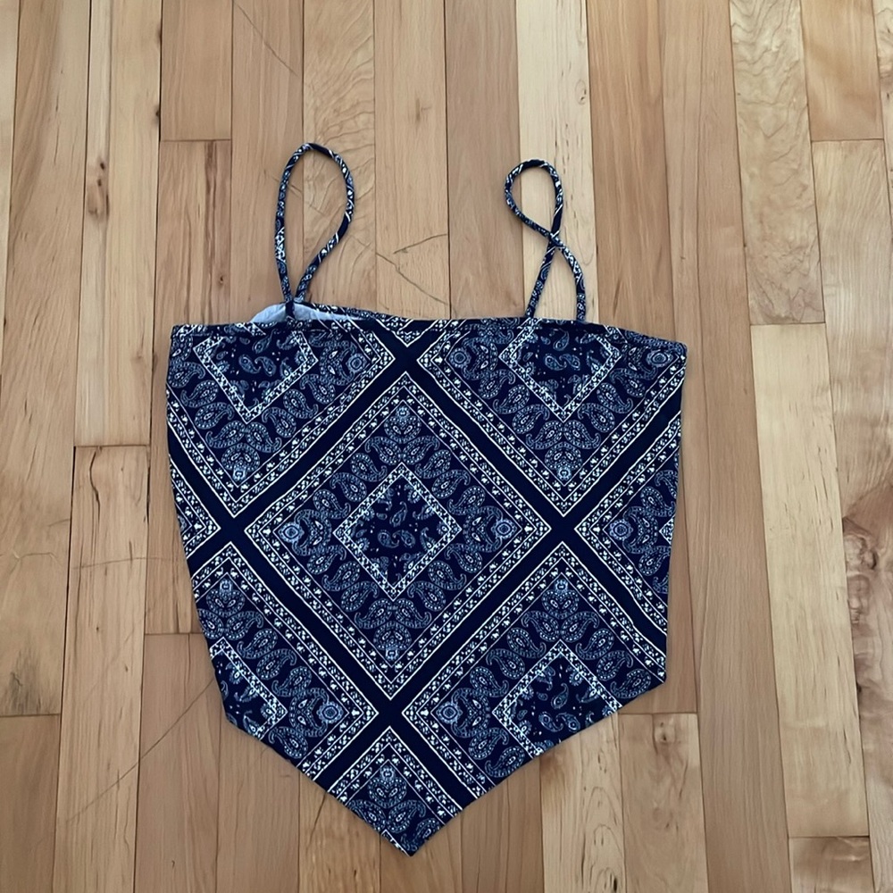 Navy blue bandana crop top